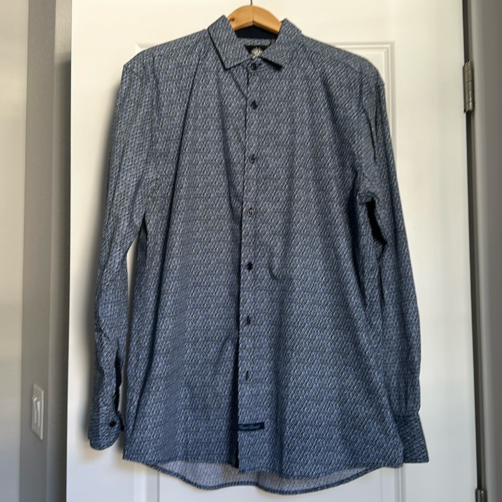 NWOT English Laundry Mens Button Down Shirt Blue pattern Size L